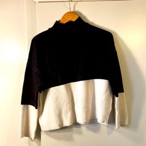 Frnch black and white turtleneck sweater